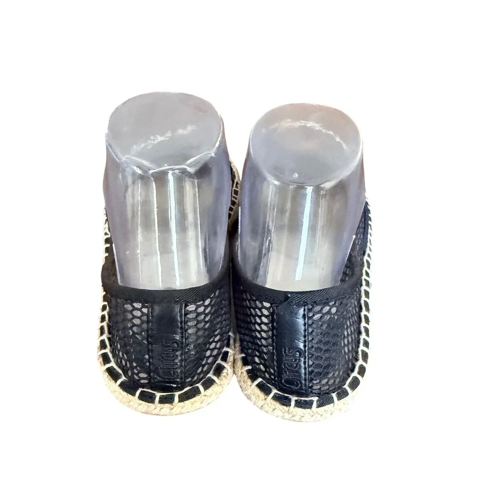 Circus by Sam Edelman Womens Black Mesh Espadrille Flats Cap Toe Slip Ons Size 8